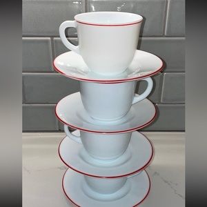 Vintage Harmonia Milk Glass cups and saucers